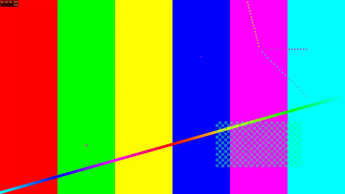 Frame from the Balanced compressed synthetic video at six seconds.