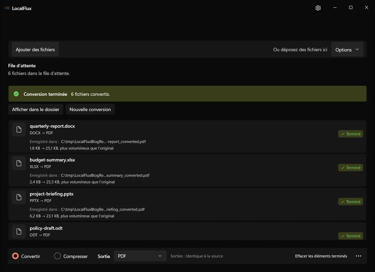 État de fin localisé dans LocalFlux