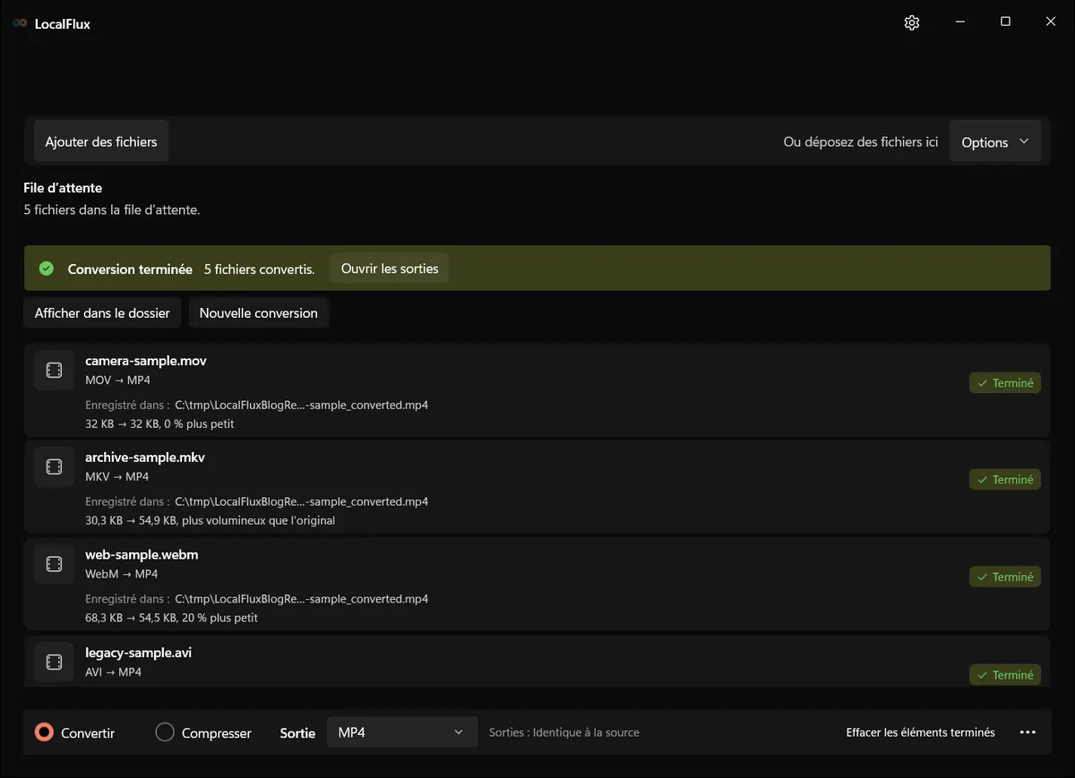 État de fin localisé dans LocalFlux