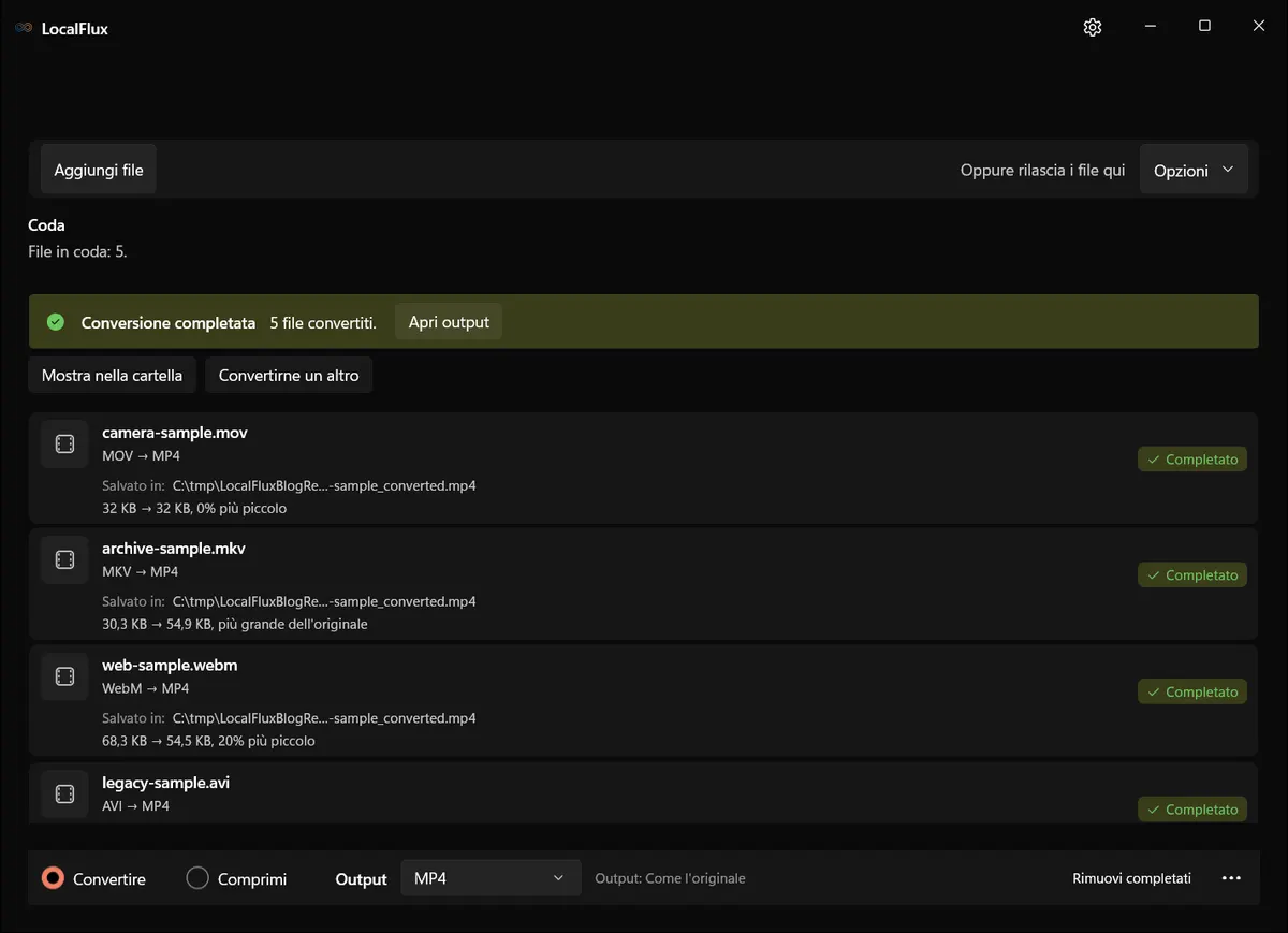 Stato di completamento localizzato in LocalFlux
