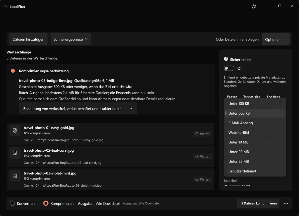 E-Mail- und benutzerdefinierte Zielgrößen in LocalFlux
