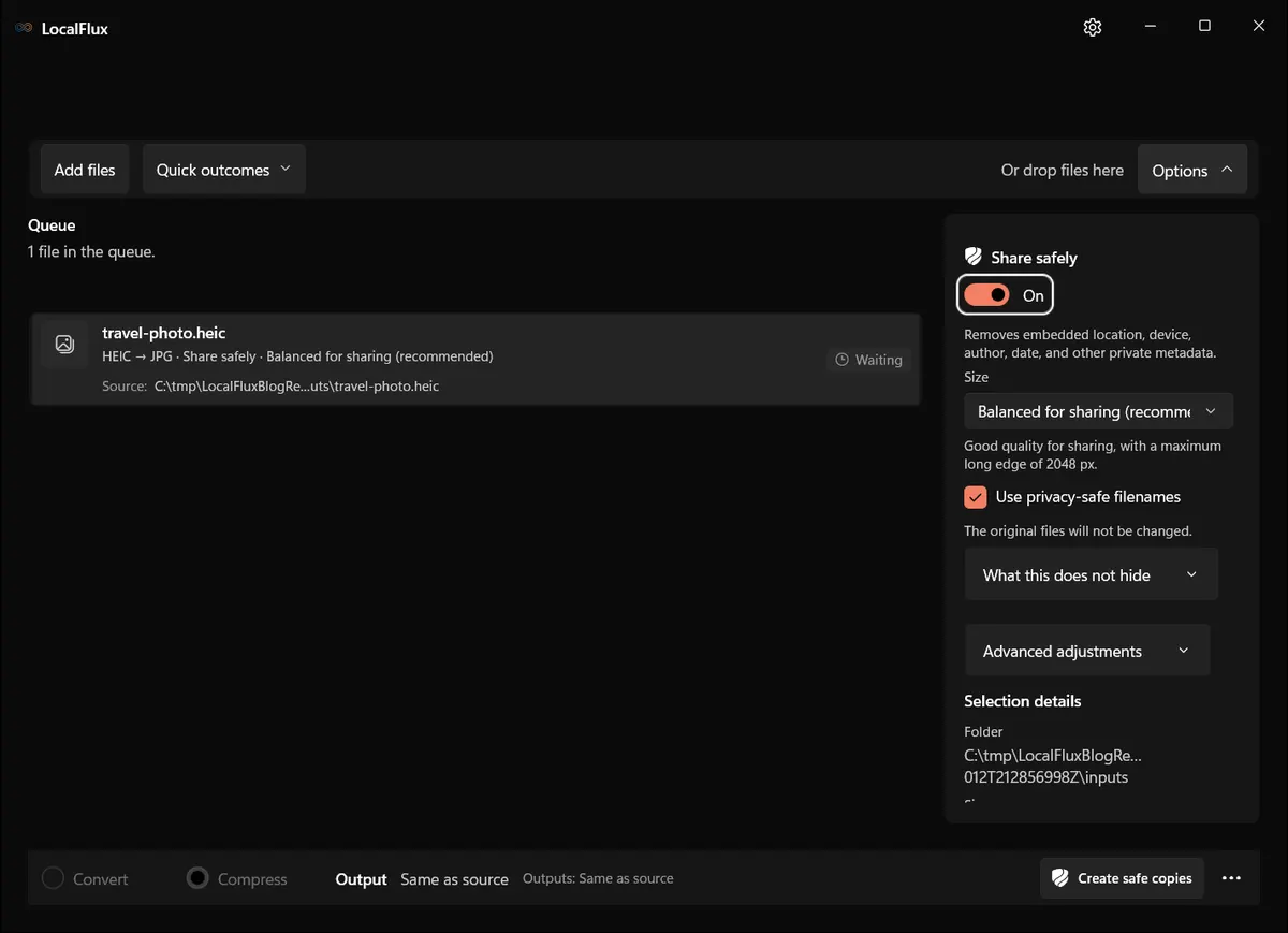 Share safely enabled before conversion