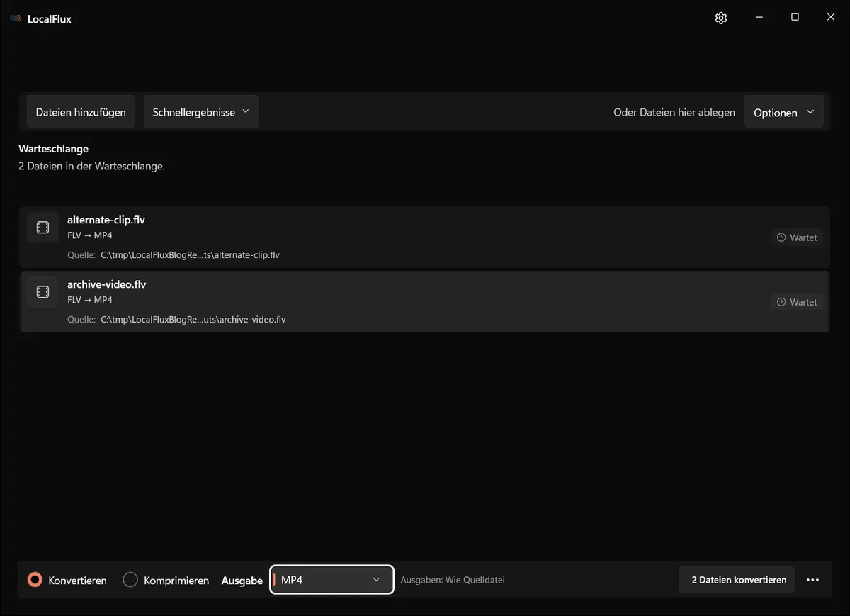 FLV-Dateien bereit