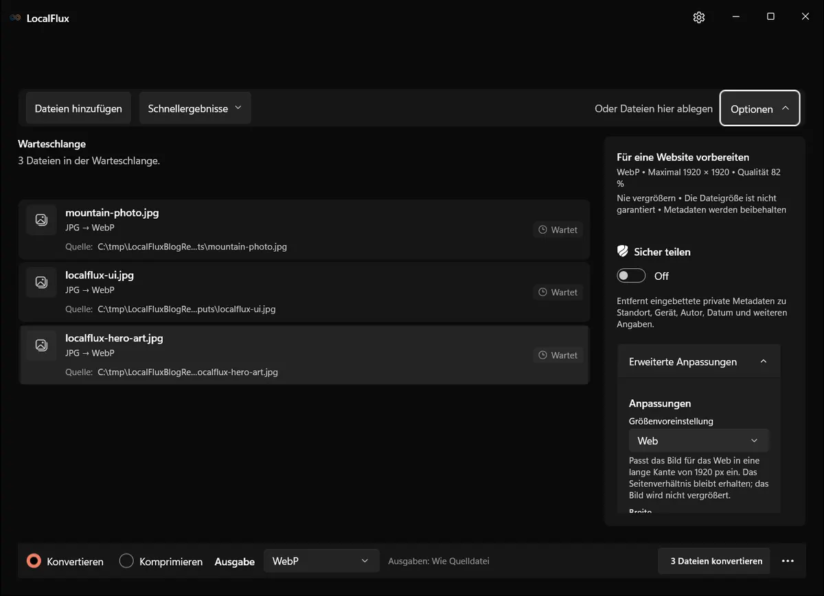 Für eine Website vorbereiten