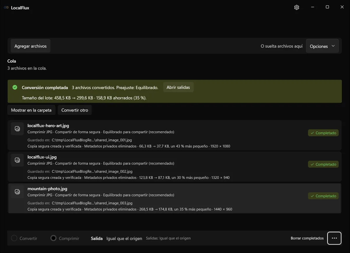 Tres copias seguras completadas y verificadas.