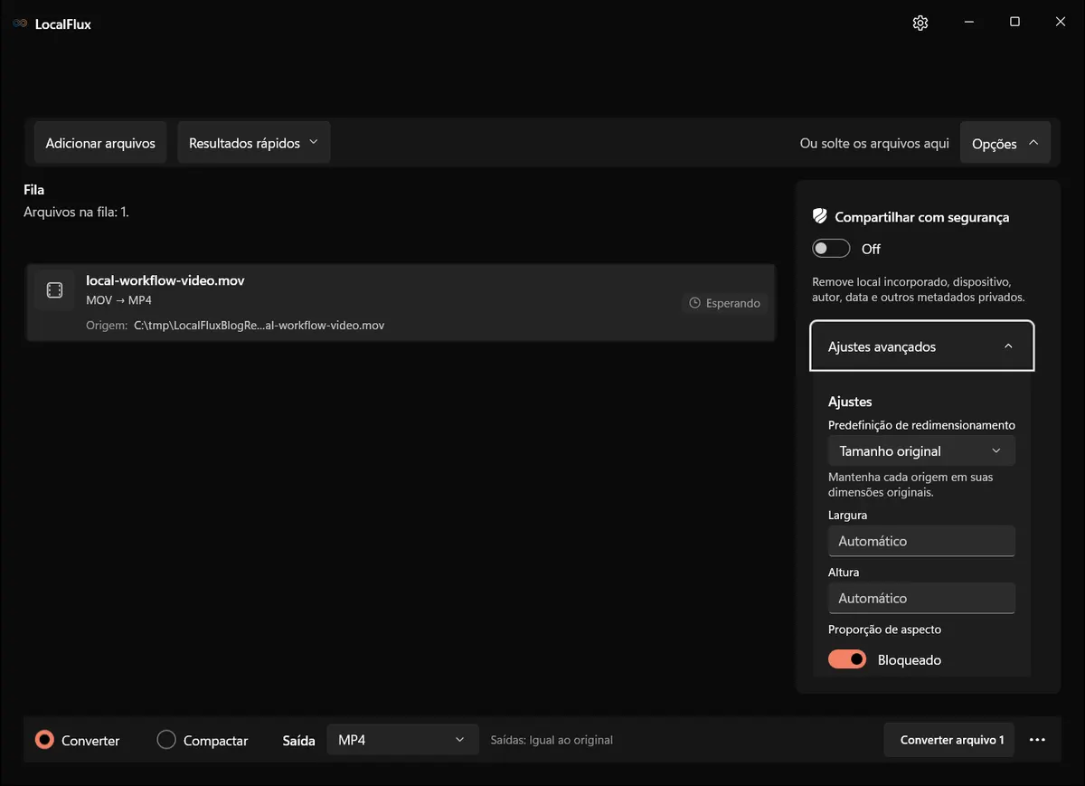 LocalFlux — MOV → MP4, Converter